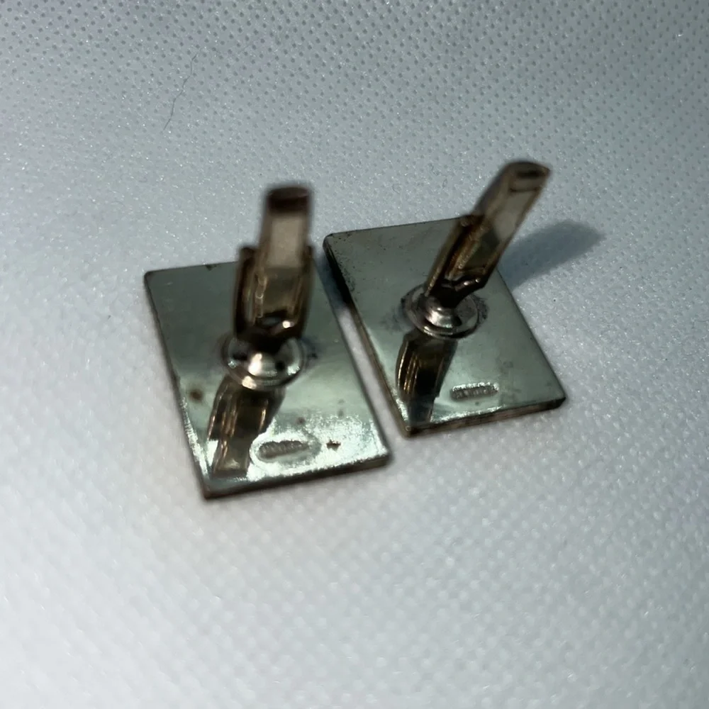 VINTAGE CUFF LINKS STAMPED “STERLING” SILVER WESTERN FOLIAGE DESIGN